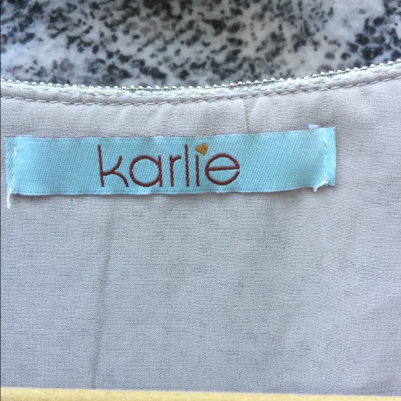 Karlie Top sheer silver bead trim. Size M - Picture 2 of 5